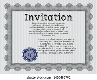 Grey Vintage invitation. Complex background. Vector illustration. Money style design. 