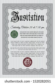 Grey Vintage invitation. Complex background. Customizable, Easy to edit and change colors. Sophisticated design. 