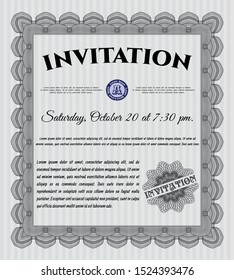 Grey Vintage invitation. Complex background. Vector illustration. Artistry design. 
