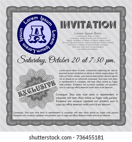 Grey Vintage invitation. With complex background. Artistry design. Customizable, Easy to edit and change colors. 