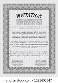 Grey Vintage invitation. With complex linear background. Perfect design. Vector illustration. 