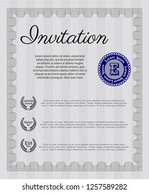 Grey Vintage invitation. With complex linear background. Vector illustration. Money design. 