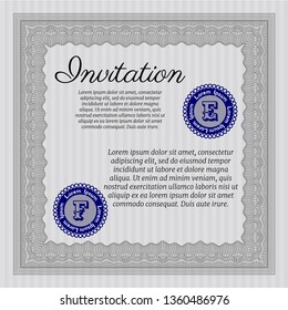 Grey Vintage invitation. With complex linear background. Sophisticated design. Customizable, Easy to edit and change colors. 