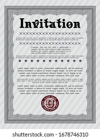 Invitación de Grey Vintage. Con fondo lineal complejo. Buen diseño. Detallado. 