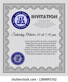 Grey Vintage invitation. Cordial design. Vector illustration. Printer friendly. 