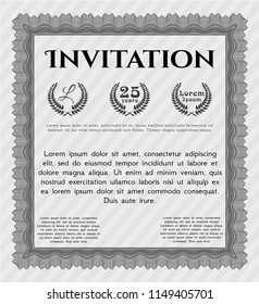 Grey Vintage invitation. Customizable, Easy to edit and change colors. With linear background. Money style design. 