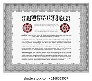 Grey Vintage invitation. Customizable, Easy to edit and change colors. With complex background. Modern design. 