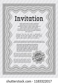 Grey Vintage invitation. Customizable, Easy to edit and change colors. With guilloche pattern and background. Money design. 
