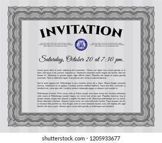 Grey Vintage invitation. Customizable, Easy to edit and change colors. With background. Sophisticated design. 