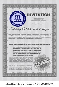 Grey Vintage invitation. Customizable, Easy to edit and change colors. With guilloche pattern and background. Modern design. 