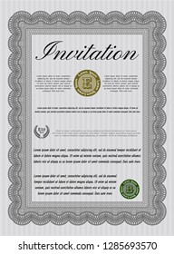 Grey Vintage invitation. Customizable, Easy to edit and change colors. With complex linear background. Excellent design. 