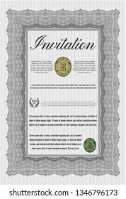 Grey Vintage invitation. Customizable, Easy to edit and change colors. Printer friendly. Retro design. 