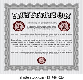 Grey Vintage invitation. Customizable, Easy to edit and change colors. With complex background. Money Pattern design. 