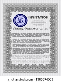 Grey Vintage invitation. Customizable, Easy to edit and change colors. With great quality guilloche pattern. Money design. 