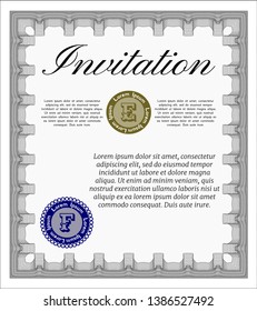 Grey Vintage invitation. Customizable, Easy to edit and change colors. Easy to print. Money Pattern. 