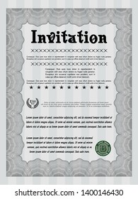 Grey Vintage invitation. Customizable, Easy to edit and change colors. Easy to print. Nice design. 