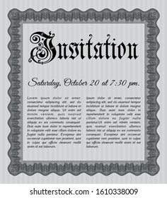 Grey Vintage invitation. Customizable, Easy to edit and change colors. With great quality guilloche pattern. Cordial design. 