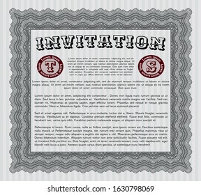 Grey Vintage invitation. Customizable, Easy to edit and change colors. With guilloche pattern. Nice design. 