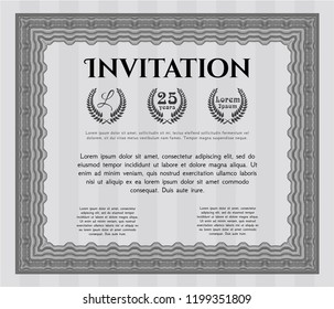 Grey Vintage invitation. Detailed. Complex background. Nice design. 