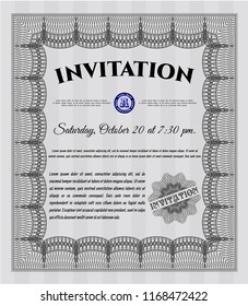 Grey Vintage invitation. Detailed. Easy to print. Superior design. 