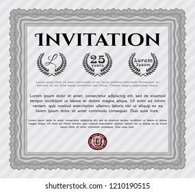 Grey Vintage invitation. Easy to print. Vector illustration. Money style design. 