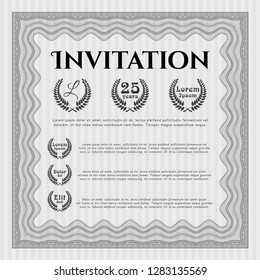 Grey Vintage invitation. Easy to print. Retro design. Detailed. 