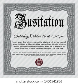 Grey Vintage invitation. Easy to print. Vector illustration. Elegant design. 