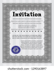 Grey Vintage invitation. Elegant design. Vector illustration. With great quality guilloche pattern. 