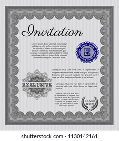Grey Vintage invitation. With great quality guilloche pattern. Lovely design. Detailed. 