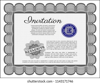 Grey Vintage invitation. With great quality guilloche pattern. Vector illustration. Good design. 