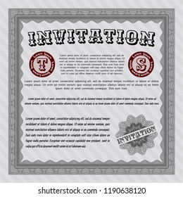 Grey Vintage invitation. With great quality guilloche pattern. Superior design. Customizable, Easy to edit and change colors. 