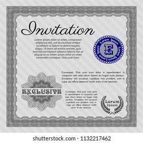 Grey Vintage invitation. With guilloche pattern. Money Pattern. Customizable, Easy to edit and change colors. 