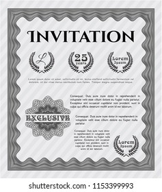 Grey Vintage invitation. With guilloche pattern and background. Customizable, Easy to edit and change colors. Elegant design. 