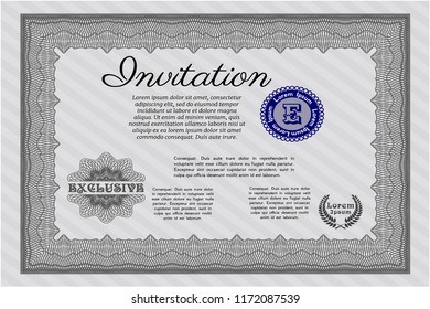 Grey Vintage invitation. With guilloche pattern and background. Detailed. Money design. 