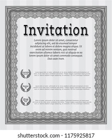 Grey Vintage invitation. With guilloche pattern. Money design. Customizable, Easy to edit and change colors. 