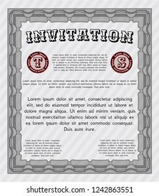 Grey Vintage invitation. With guilloche pattern. Vector illustration. Cordial design. 