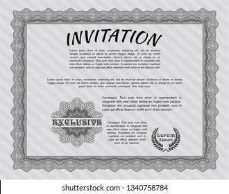 Grey Vintage invitation. With guilloche pattern. Customizable, Easy to edit and change colors. Lovely design. 