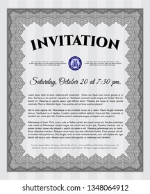 Grey Vintage invitation. With guilloche pattern and background. Customizable, Easy to edit and change colors. Elegant design. 