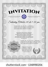 Grey Vintage invitation. With guilloche pattern. Customizable, Easy to edit and change colors. Sophisticated design. 