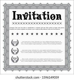 Grey Vintage invitation. With guilloche pattern and background. Customizable, Easy to edit and change colors. Sophisticated design. 