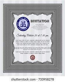 Grey Vintage invitation. With guilloche pattern. Customizable, Easy to edit and change colors. Money Pattern. 