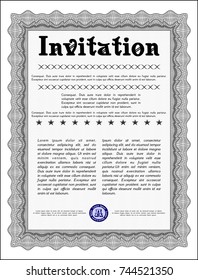 Grey Vintage invitation. With guilloche pattern and background. Money Pattern design. Detailed. 