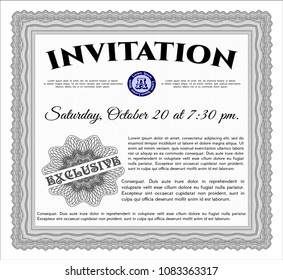 Grey Vintage invitation. With linear background. Cordial design. Customizable, Easy to edit and change colors. 
