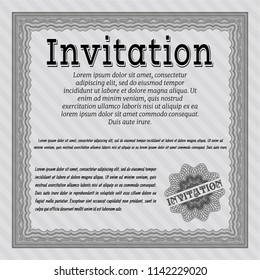Grey Vintage invitation. With linear background. Detailed. Money style design. 