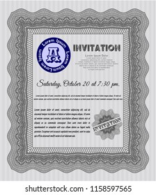 Grey Vintage invitation. With linear background. Vector illustration. Money Pattern design. 