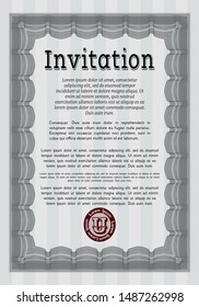 Grey Vintage invitation. With linear background. Customizable, Easy to edit and change colors. Money design. 