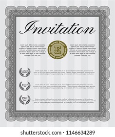 Grey Vintage invitation. Lovely design. Detailed. With complex background. 