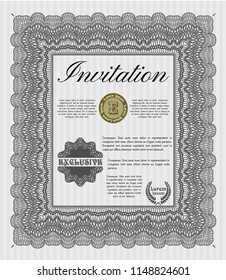 Grey Vintage invitation. Lovely design. With quality background. Detailed. 