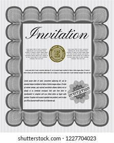 Grey Vintage invitation. Lovely design. Printer friendly. Detailed. 