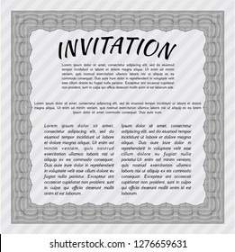 Grey Vintage invitation. Lovely design. Vector illustration. With great quality guilloche pattern. 